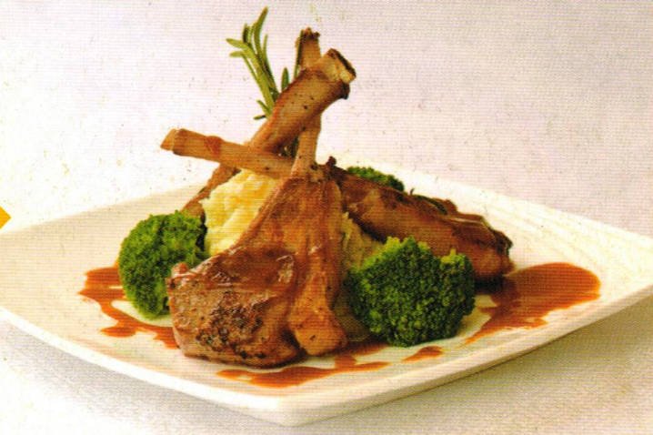 How to Cook Grilled lamb chops with rosemary mashed potatoes and lamb soup